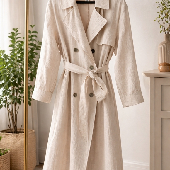 H&M Jackets & Blazers - H&M Cream Double-Breasted Coat